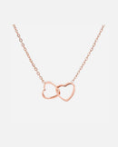 Collar de doble anillo de corazón oro rosado